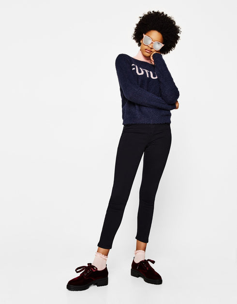 Skinny mid-rise trousers